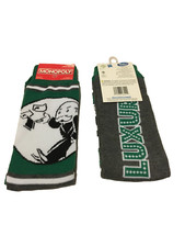 Hasbro MONOPOLY LUXURY 1 Pair Novelty Crew Socks Adult Shoe Size 6-12 NWT