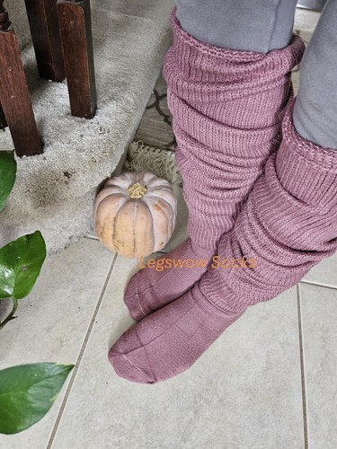 Extra Long Thigh High Slouch Socks Leg Warmer Plus Size Knit Cable Cozy Boot - Picture 107 of 236
