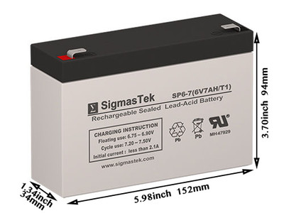 SigmasTek 6V 7AH Brand New Sealed Lead Acid Battery