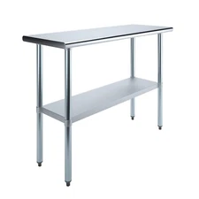 18" X 48" Stainless Steel Work Table With Galvanized Undershelf