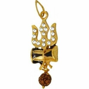Authentic Gold Plated Lord Shiva Trishul Inspired Rudraksh Pendant Set For Men