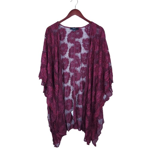 FOREVER 21 Floral Rose Lace Open Kimono Cardigan Size 0X / 1X
