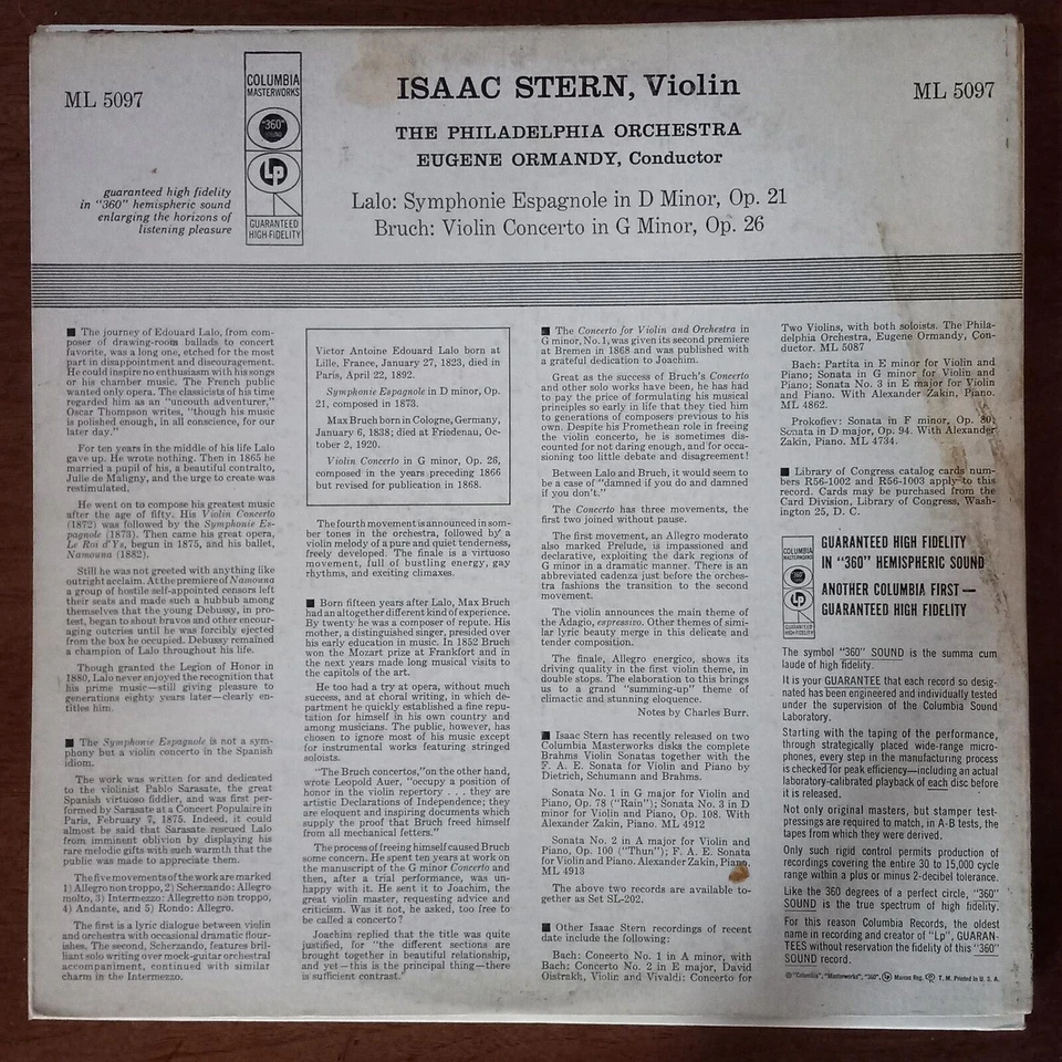 ISAAC STERN PHILADELPHIA ORCHESTRA LALO SYMPHONIE ESPAGNOLE D MIN VINYL LP 98-55 Foto 2 de 4