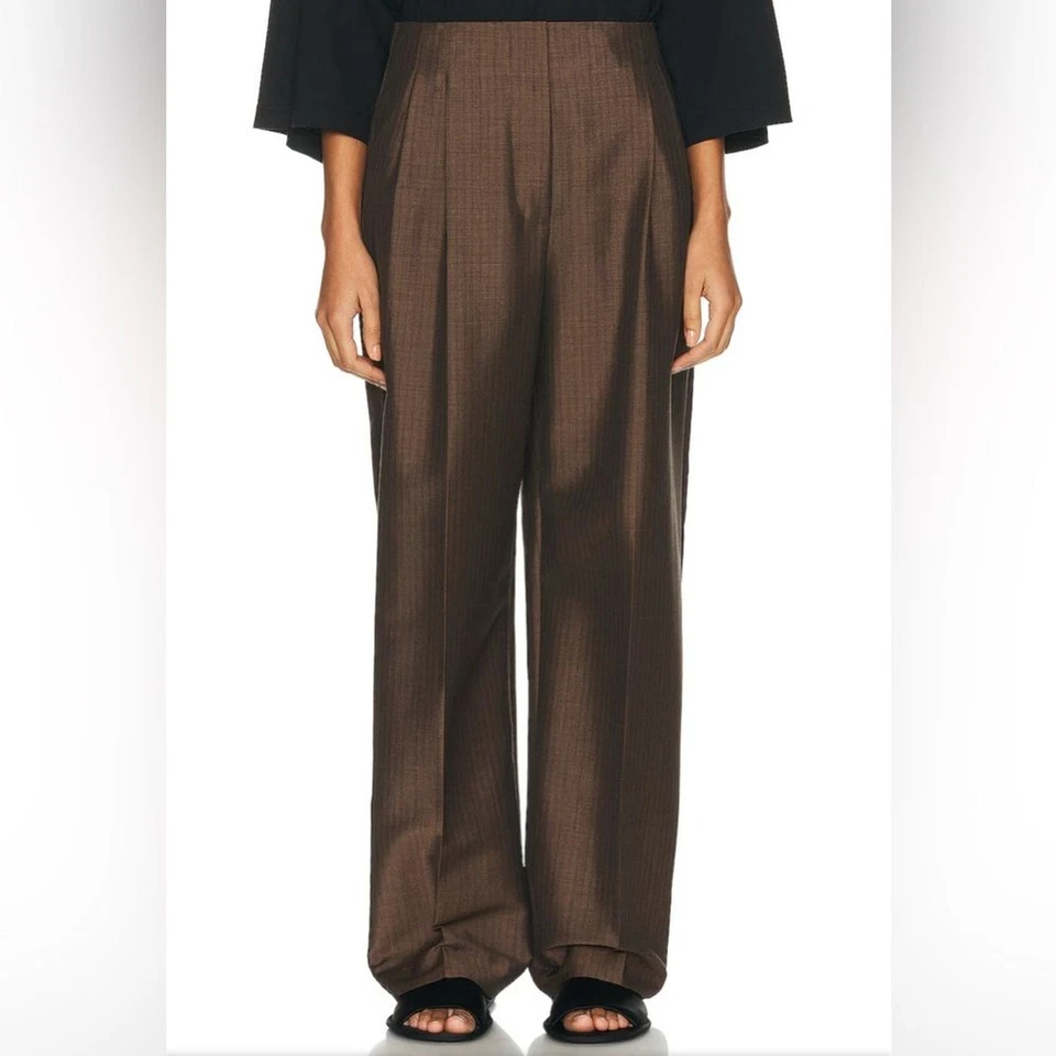 New NWT The Row Lonan Pant in Dark Beige FWRD wide leg wool trouser
