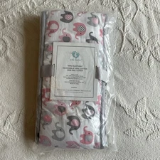 Effe Bebe Vera Elephant Reversible 100%Cotton Crib Rail Cover 27”x6” Pink Grey