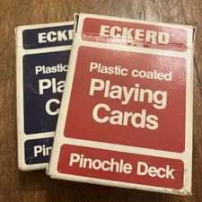 Eckerd Drug Pinochle Playing Card  2 Decks Plastic Coated 1968 Complete Sets