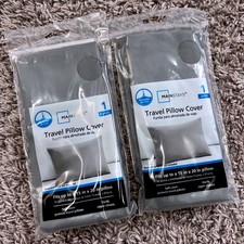 Mainstays Travel Pillow Cover Grey 15x20 Zippered Soft 2 Pack MS8944409622-10