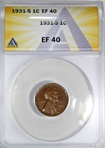 1931-S ANACS XF40 Key Date Lincoln Wheat Cent | Free Shipping