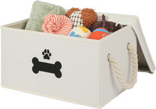 Dog Toy Basket with Lid, Dog Basket for Toys, Dogs Toy Box with Cotton Rope Hand