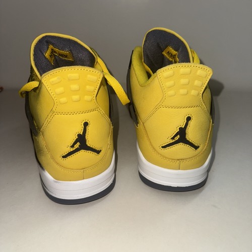 New Nike Air Jordan 4 Retro Lighting Tour Yellow Black mens 13 Left Shoe Stained - Picture 6 of 21