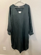 Cuyana Sustainable Silk High-Low Midi Dress Green Size XL