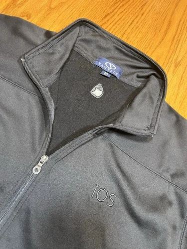 APPLE iOS Logo TRACK JACKET Mens XL Black MacOS Full Zip Extra Large Employee image 3