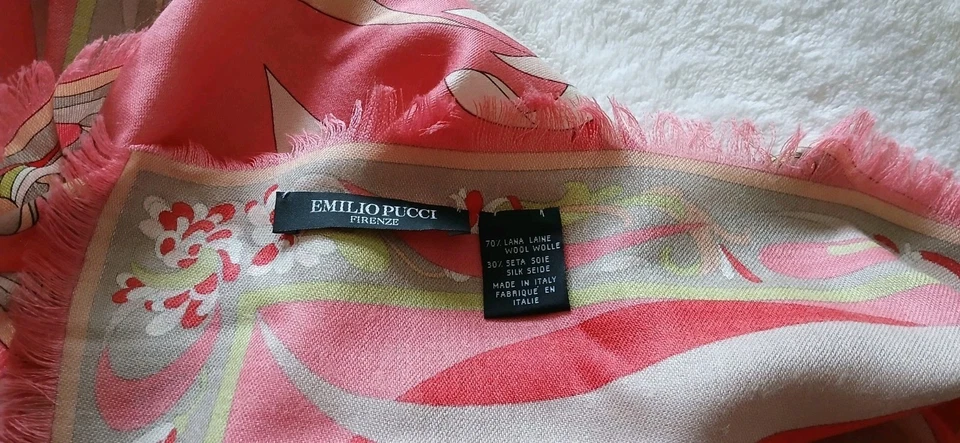 Bufanda larga rectangular vintage de lana/seda PUCCI hecha en ITALIA Foto 2 de 4