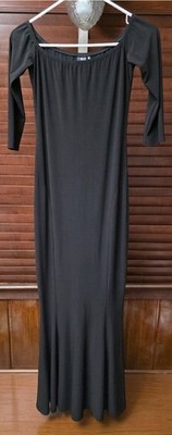 Norma Kamali Women's Black Mermaid Off-The-Shoulder Gown Dress Sz EU 36/US S