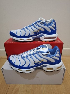 Neu Nike Air Max Plus Weiß Lyon Blau Varsity Maize UK GRÖSSE 8,5 EU 43