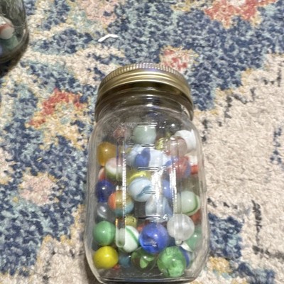 Mixed Assorted Color Machine Made Toy Marbles in Glass Jar