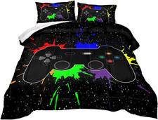 Gaming Comforter for Boys Teen,Game Contoller Bedding Set for Boys Kids,Down Alt