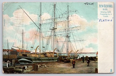 New Bedford MA Whaling Ship Preparing For Cruise Tuck Postcard