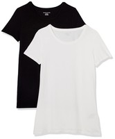 Amazon Essentials Damen Regular-Fit T-Shirt 2Er Pack Schwarz/Weiß XS