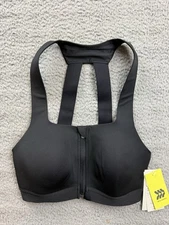 All in Motion Womens 34B Black Sculpt High Support Zip Front Sports Bra