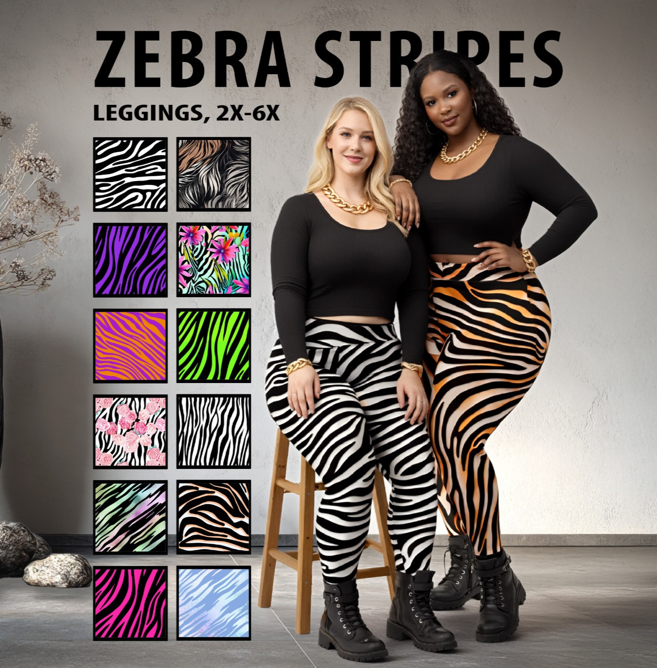 Plus Size Zebra Stripe Leggings #1 – Rock Star Animal Print Pants
