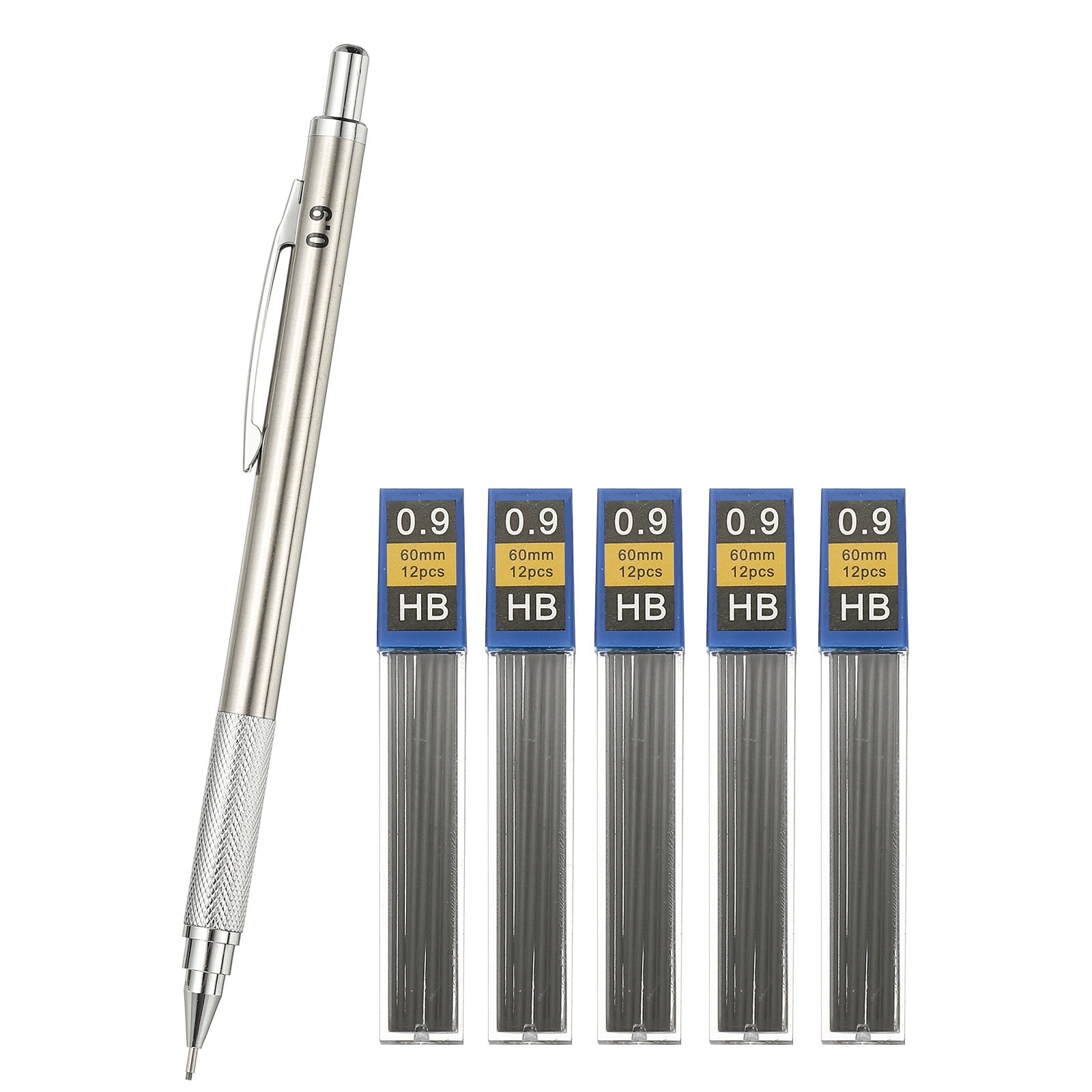 0.9mm Broad Point With 5pcs Refills, Silver