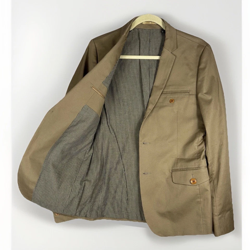 Ben Sherman Plectrum 男式西装外套小号灰褐色伦敦棉印度制造 — 第 4/4 张图片