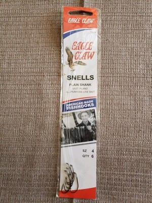 Eagle Claw Snells Plain Shank - Size 4,   6-pack Qty 6 American Made!