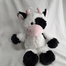 Hersheys Plush Cow Stuffed Animal Black White Pink Snout Horns Ears 12" Toy