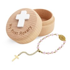 My First Rosary Baptism Gifts Catholic Gift Boy Girl Newborn Ceremony Pink