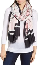 NWT KATE SPADE NEW YORK OBLONG USA SCARF - PINK BLACK -  One Size