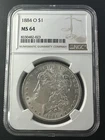 1884 O Morgan S$1 MS 64 NGC MS64 Near Gem BU