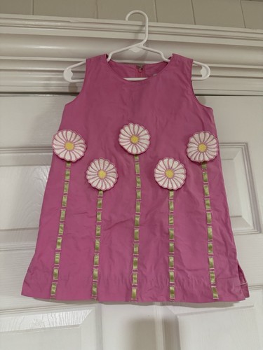 Rare Vintage Lilly Pulitzer White Label Appliqué Daisy Stemware Shift Dress 3T - Picture 4 of 11