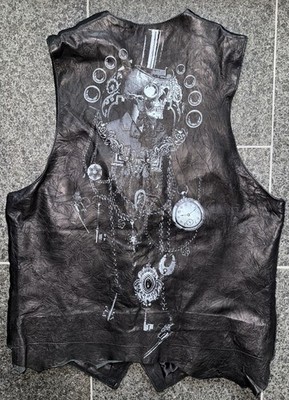 JADED BY KNIGHT STEAMPUNK M LEATHER VEST SAMT WESTE 48 LEDER 46 SOFT ROCKER hot