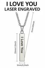 Custom Engraved Stainless Steel Bar Necklace – Personalized Pendant Gift