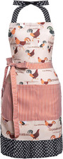 Lovely Flower Pattern Retro Aprons with Large Pockets for Women Girls Cooking Ki