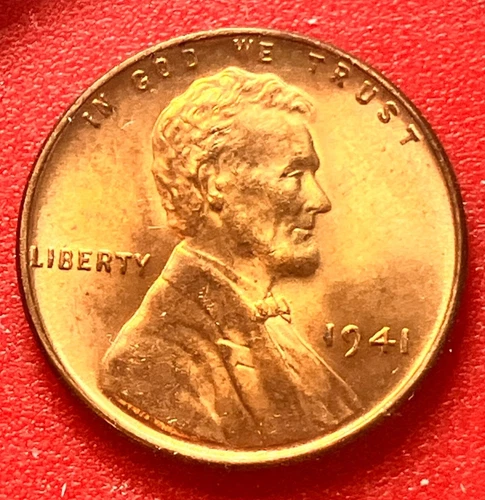 1941-P Lincoln Wheat Cent Penny GEM RED BU From an Original Bank Roll