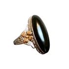 Vtg Clark & Coombs 10K Gold Filled Sterling Ring Sz 8 Black Onyx Oval Signed C&C