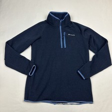 Columbia Sweater Mens Large Quarter Zip Pullover Knitted Fleece Navy Outdoor
