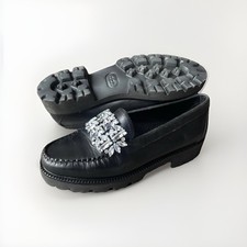 G.H.Bass Women's Whitney Crystal Super Lug Weejuns Loafer Shoes, Black Size 8.5M