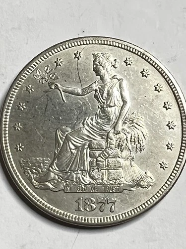 1877-S Trade Dollar $1 Strong Detail AU Sharpness Better Example See Pics