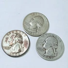 WASHINGTON SILVER QUARTERS LOT OF 3. 90% SILVER CIRCULATED COINS FREE SHIP #8820