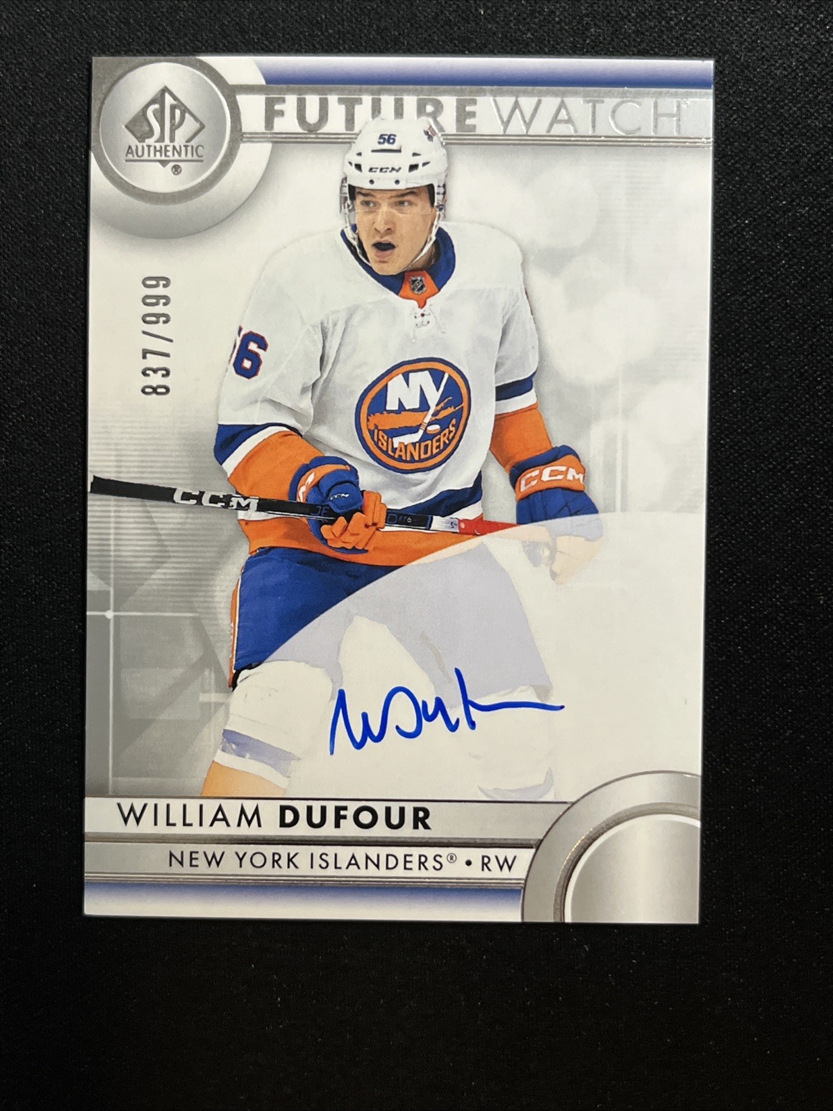 23-24 UD SP Authentic Hockey Future Watch Auto 190 William Dufour /999