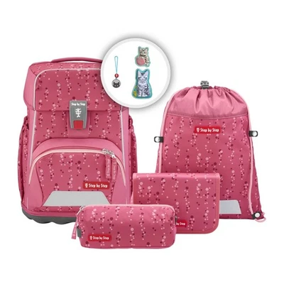 HAMA Step by Step Schulranzen-Set Basis Pink Bubbles 4-teilig