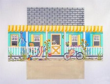 Beach Cottage Shore Brick Cover handpainted Needlepoint Canvas Needle Crossings