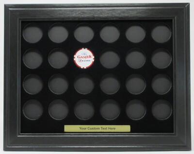 24 CASINO CHIPS (NOT INCLUDED) W/CUSTOM TEXT WALL DISPLAY PICTURE FRAME 12'' x 9''