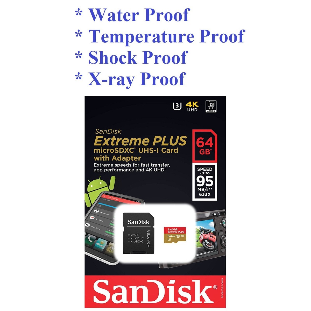 SanDisk Extreme PLUS 64GB microSDXC Memory Card w/ Adapter
