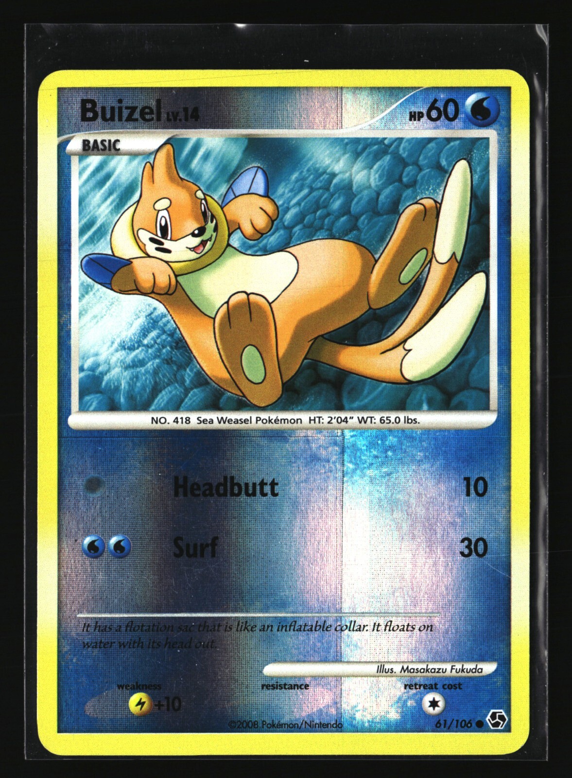 Pokemon BUIZEL 61/106 Reverse Holo (2008 Great Encounters) LP/Light Play