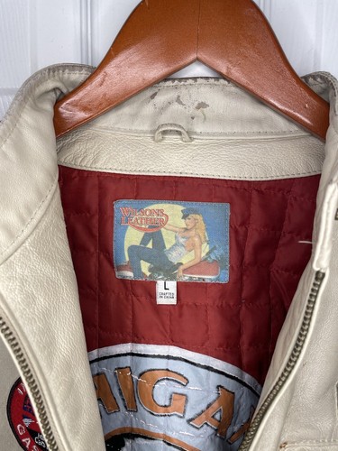 Wilsons Leather Red/Beige Racing Jacket - WOMENS - ULTRA RARE “Michigan Maid” - Picture 8 of 15