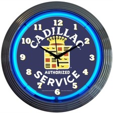 Cadillac Service Licensed Neon Clock 15x15